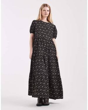 Daisy Street Tiered Smock Maxi Dress - Black