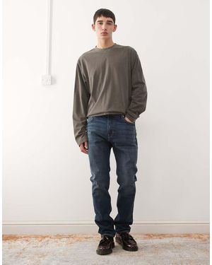 Weekday Vaqueros Azules De Corte Recto Slim Con Lavado Medio Orion De - Gris