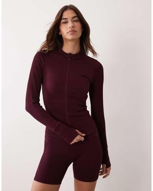 4505 Sculpting Seamless Zip Up Long Sleeve Top - Purple