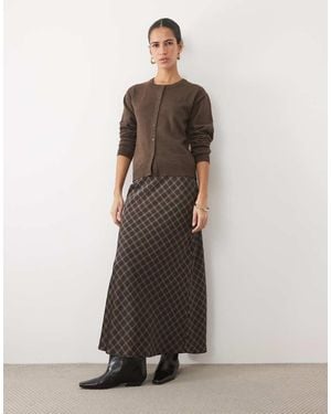 Vila Satin Maxi Skirt - Brown
