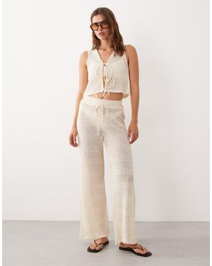 esmé studios Esmee Crochet Tie Front Beach Trousers - Natural