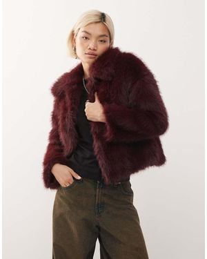 Reclaimed Vintage Faux Fur Boxy Jacket - Red