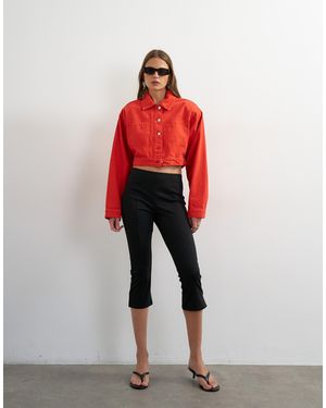 TOPSHOP – cropped-jeansjacke - Rot