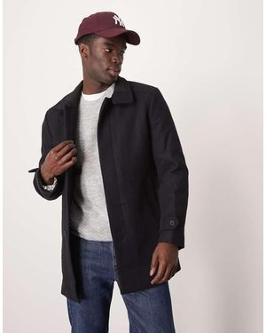 SELECTED Reuben Overcoat With Funnel Neck - Blue