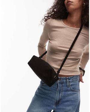 ARKET Suede Leather Square Cross Body Bag - Black