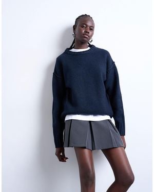 TOPSHOP Knit Clean Exposed Seams Sweater - Blue