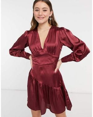 VIOLET ROMANCE Vestido Cruzado De Satén De -Rojo