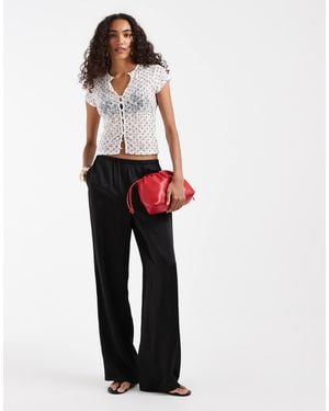 Vero Moda Pantalon large en satin texturé - Rouge