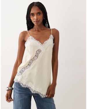 Jdy Asymmetric Cami Top With Lace Detail - Multicolour