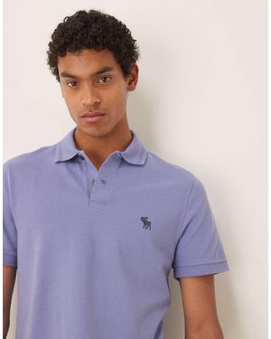 Abercrombie & Fitch Textured Icon Detail Polo Top - Purple