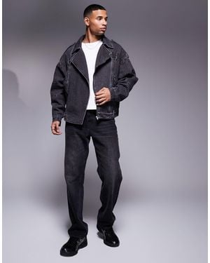 Liquor N Poker – jeans-bikerjacke - Blau