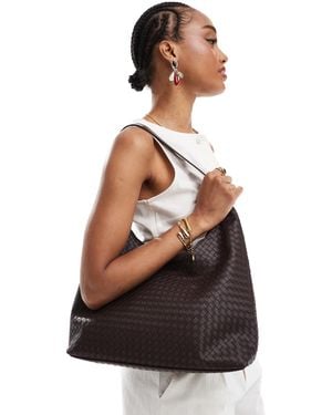 Glamorous Large Woven Shoulder Bag - White