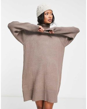 River Island Knitted Batwing Jumper Dress - Natural