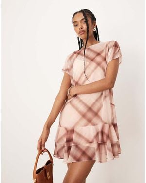 ASOS Sleeveless Smock Ruffle Mini - Pink