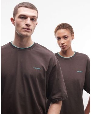 Collusion Unisex Double Layer Boxy T-shirt - Brown
