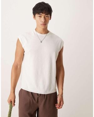 ASOS Oversized Knitted Crew Neck Tank - White