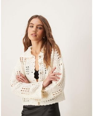Nobody's Child Gilet boutonné en maille crochetée - crème - Neutre