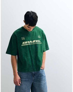 ASOS Boxy Oversized T-shirt With Brazil Graphic - Green
