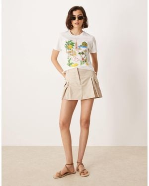Pimkie Utility Pleat Detail Skort - Natural