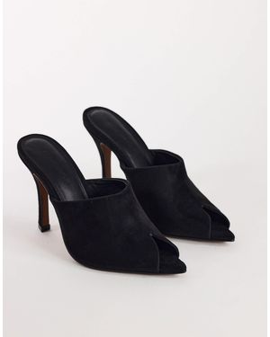 TOPSHOP Winona sandalette mit hohem vorderblatt, peeptoe und absatz aus em wildleder - Blau