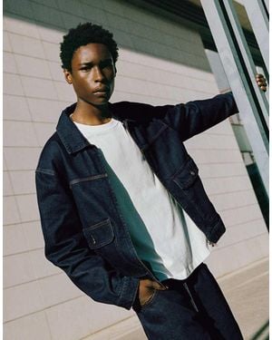 Pull&Bear Denim Jack Met Meerdere Zakken - Blauw