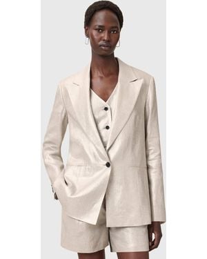 AllSaints Averie Metallic Tailored Blazer - Natural