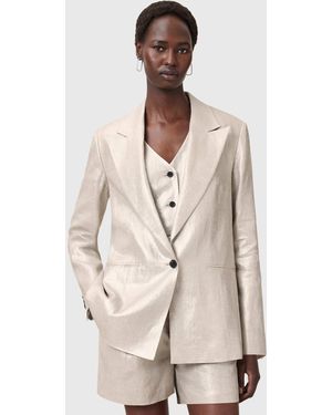 AllSaints Averie Metallic Tailored Blazer - Natural
