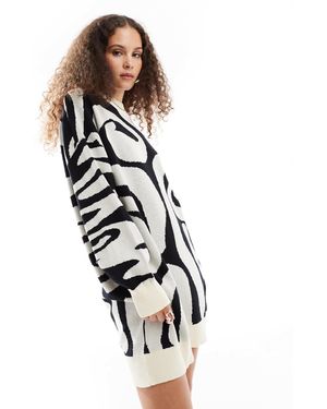Monki Oversized Knitted Mini Dress - White