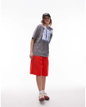 TOPSHOP Tailo Longline Pull On Shorts - Red