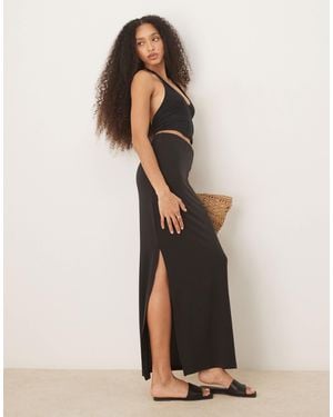 Aware Jersey Maxi Skirt With Side Split - Black
