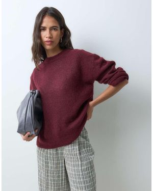 New Look Fluffy Trui Met Ronde Hals - Rood