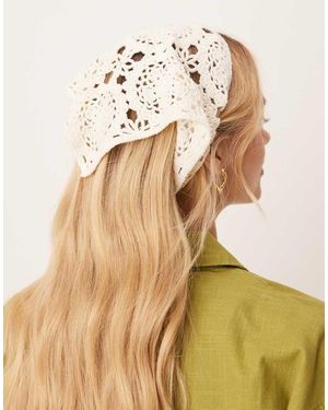 SUI AVA Gehaakt Bohemian Hoofddoek Met Bloemenmotief - Naturel