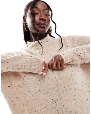 Yours High Neck Sweater With Seam Detail - Natural