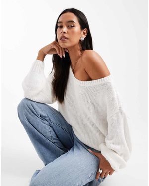 Hollister Slouchy Off The Shoulder Jumper - White