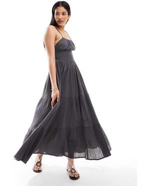 Iisla & Bird Textured Shirred Maxi Dress - White