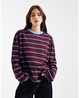 Collusion Long Sleeve T-Shirt With Contrast Neck - Red