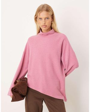 ASOS Supersoft Asymmetric Jumper With Turn Back Cuff - Pink