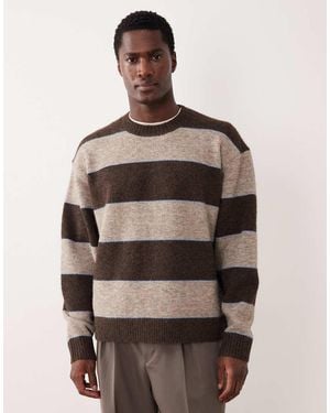 Abercrombie & Fitch Knitted Crew Neck Preppy Jumper - Brown