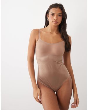 Spanx Shape Invisible Shaping Cami Lingerie Thong Bodysuit - Brown