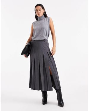 ASOS Tailored Pleated Midi Skirt - White