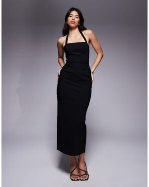 ASOS Bengaline Halter Pencil Midi Dress - Blue