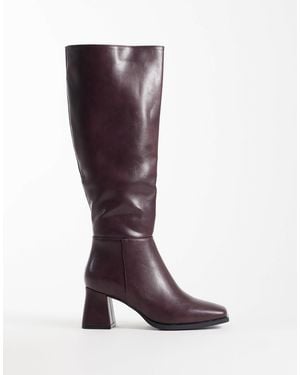 SEQWL Wide Fit Fisher Block Heel Knee Boots - Purple