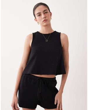 ASOS Co-ord Waffle Texture Swing Top With Tie Back Detail - Blue