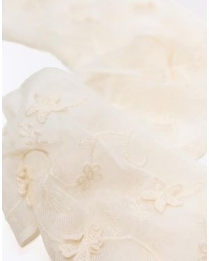 Bershka Sciarpa Bianca Ricamata - Neutro