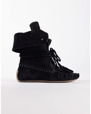 Bronx Savann-A Fringe Lace Up Ankle Boots - Black