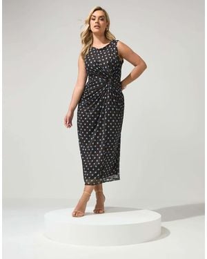 Yours Clothing Polka Dot Maxi Dress - Brown