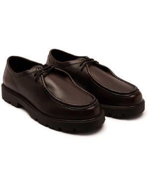 OFF THE HOOK Jovi Casual Lace-Up Leather Boat Shoes - Black