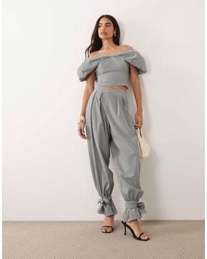 ASOS Co-ord Gingham Balloon Trouser With Tie Cuff - Grey