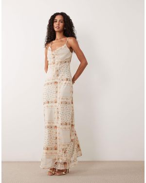 Miss Selfridge Chiffon Cowl Neck Midi Dress - Natural
