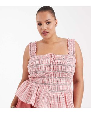 ASOS Asos Design Curve Shirred Channel Wide Strap Cami - Pink
